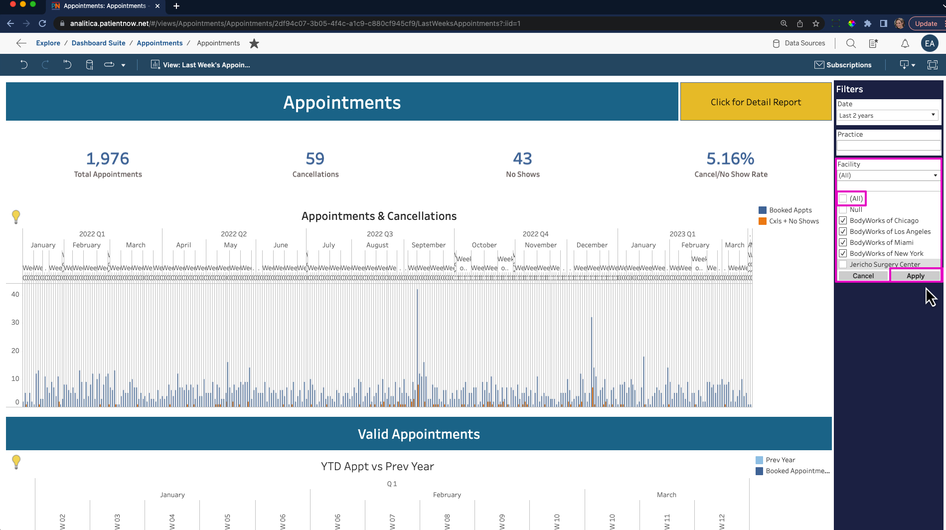 Integrated Reporting Setting Filters