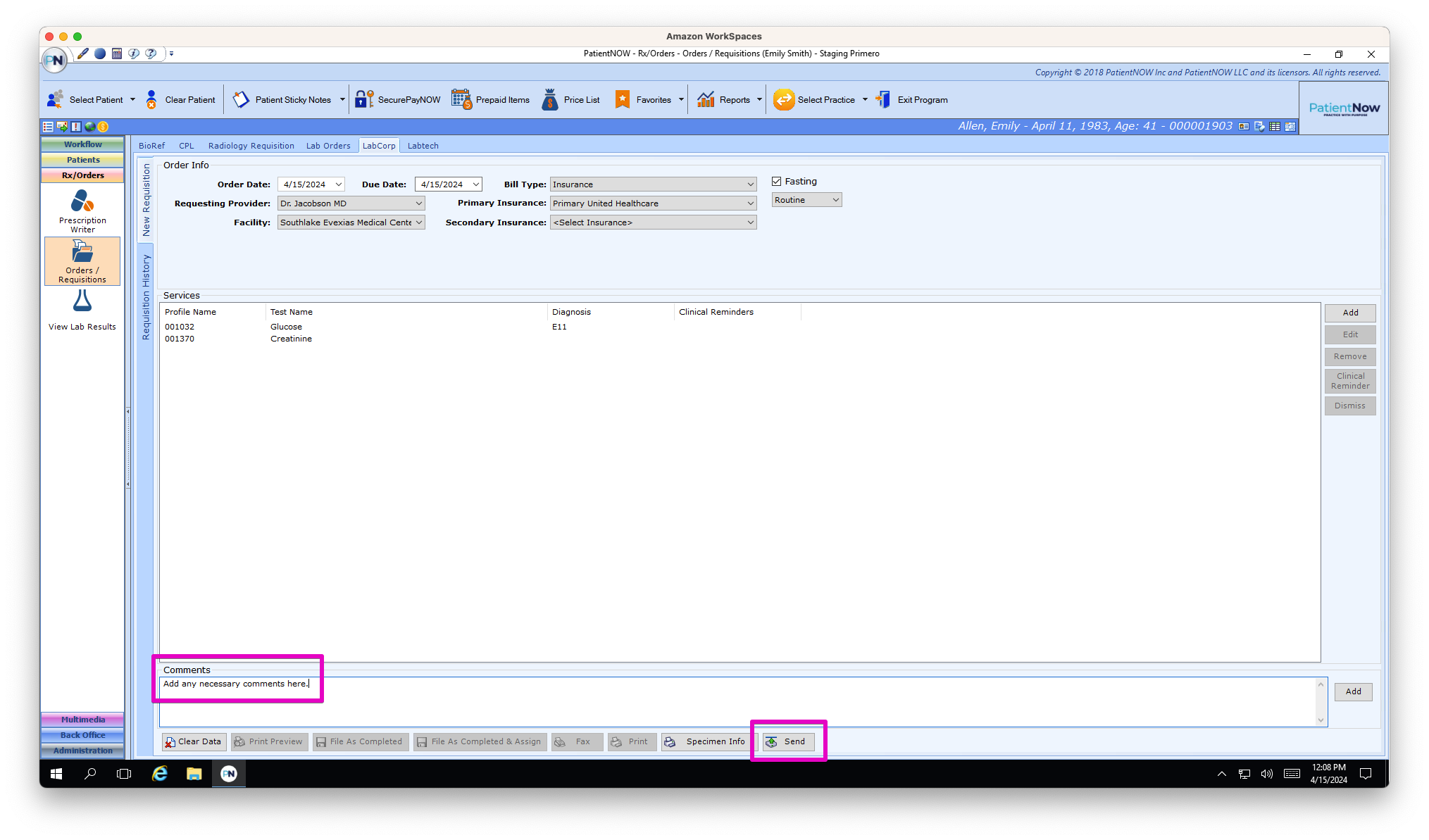Labcorp Integration: How to Send a Labcorp Order